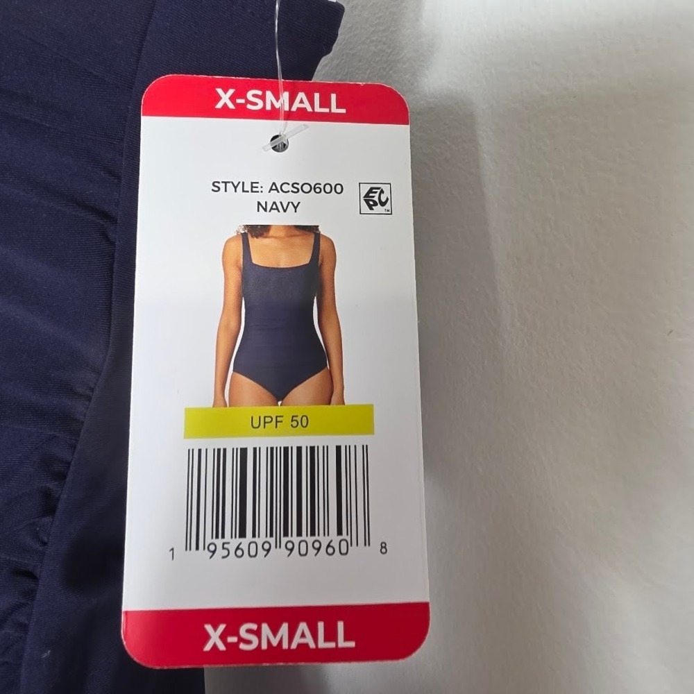 Anne Cole One Piece Swimsuit Womens XS Navy Blue‎ Square Neck UPF 50 ACSO600 New